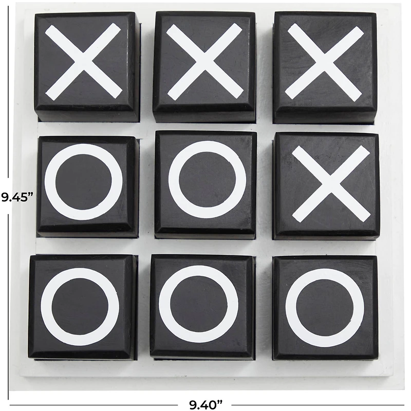 9" Black Wood Tic-Tac-Toe Game Set