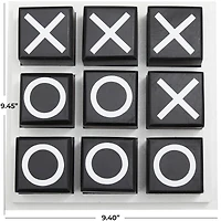 9" Black Wood Tic-Tac-Toe Game Set