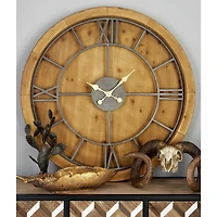 40" Brown Wood Mediterranean Wall Clock