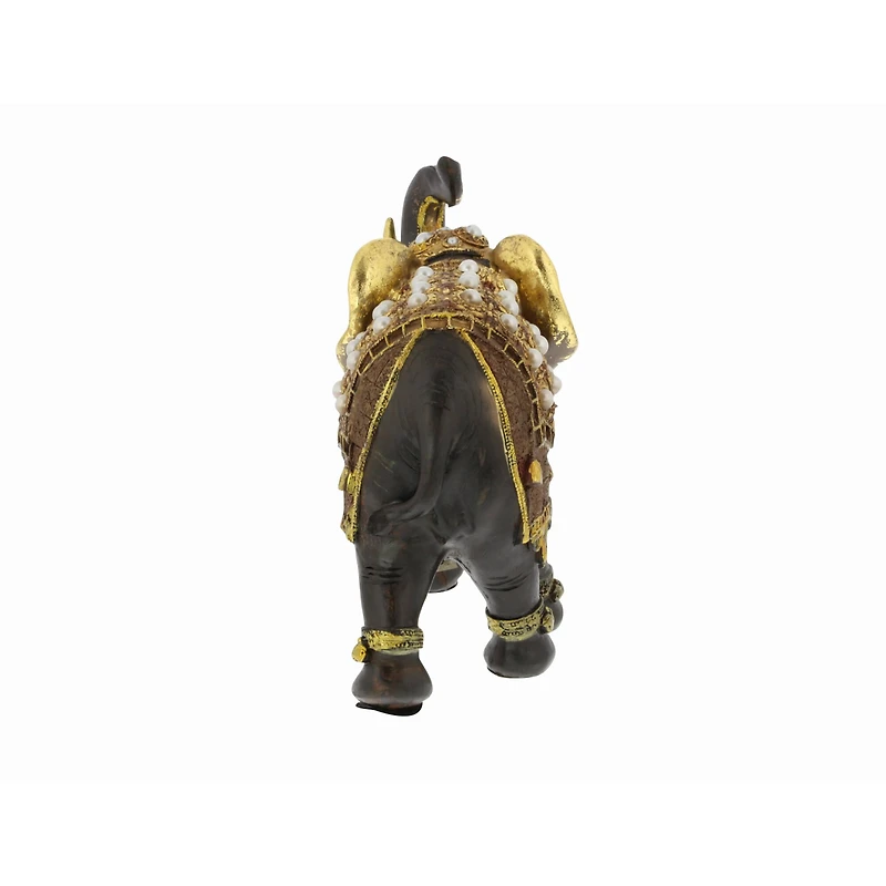 10" Brown Eclectic Polystone Elephant Sculpture