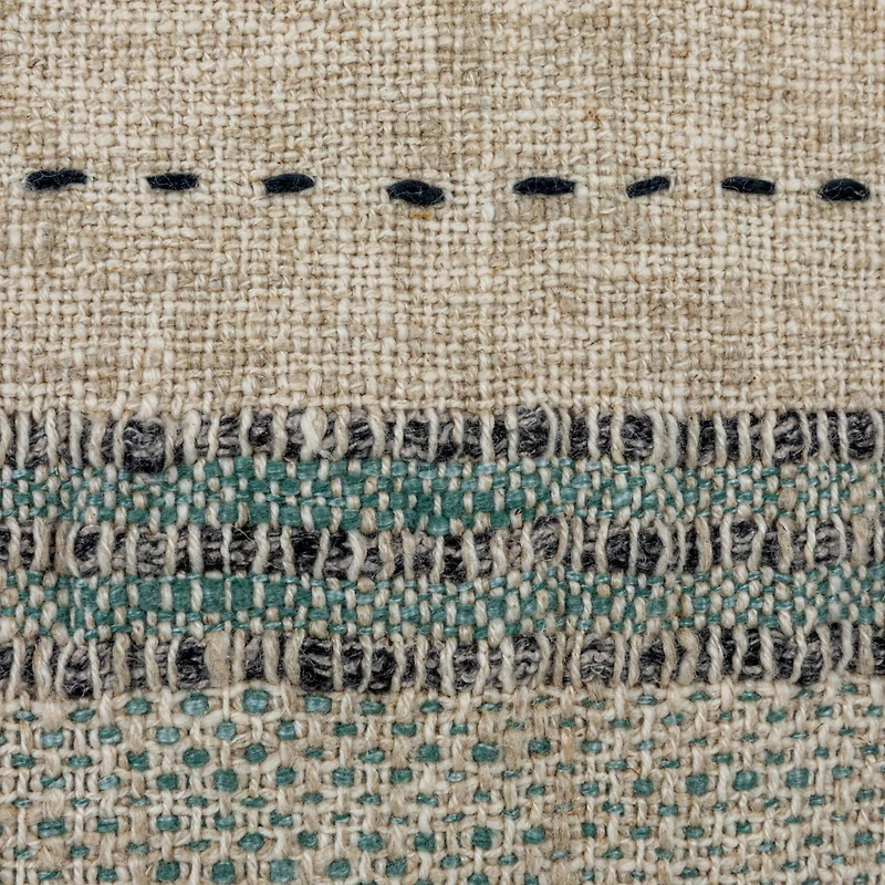 Hello Honey® Hand-Embroidered Stripes Cotton & Linen Blend Pillow with Tassels