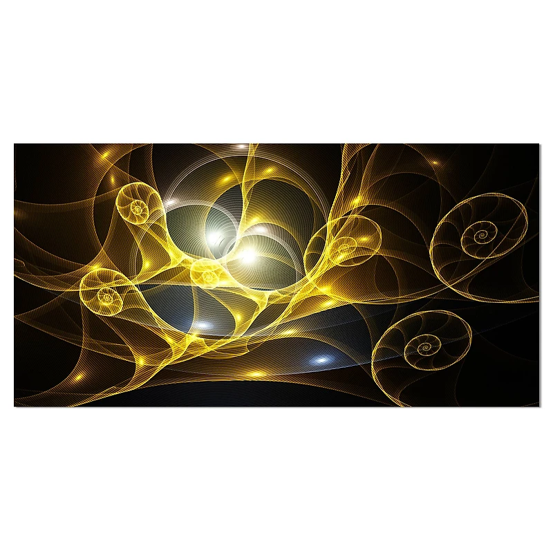 Designart - Golden Curly Spiral on Black