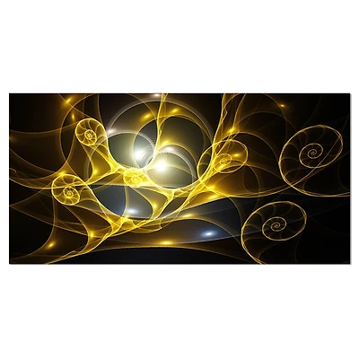 Designart - Golden Curly Spiral on Black