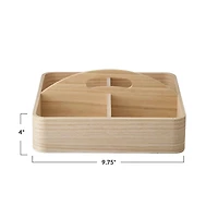 Hello Honey® 9.75" Natural Quartet Sectional Paulownia Wood Organizer