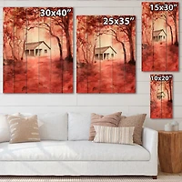Designart - House In Red Autumn Woods