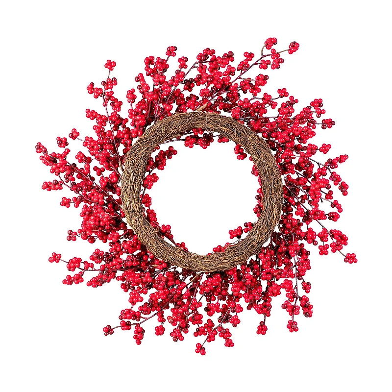 Glitzhome® 25"D Christmas Red Berries Wreath