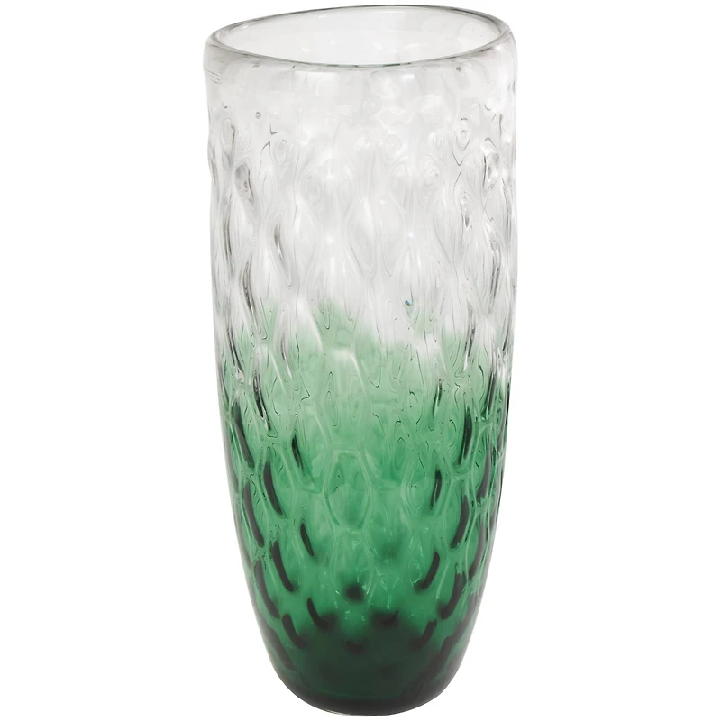 24" Green Ombre Handmade Glass Vase