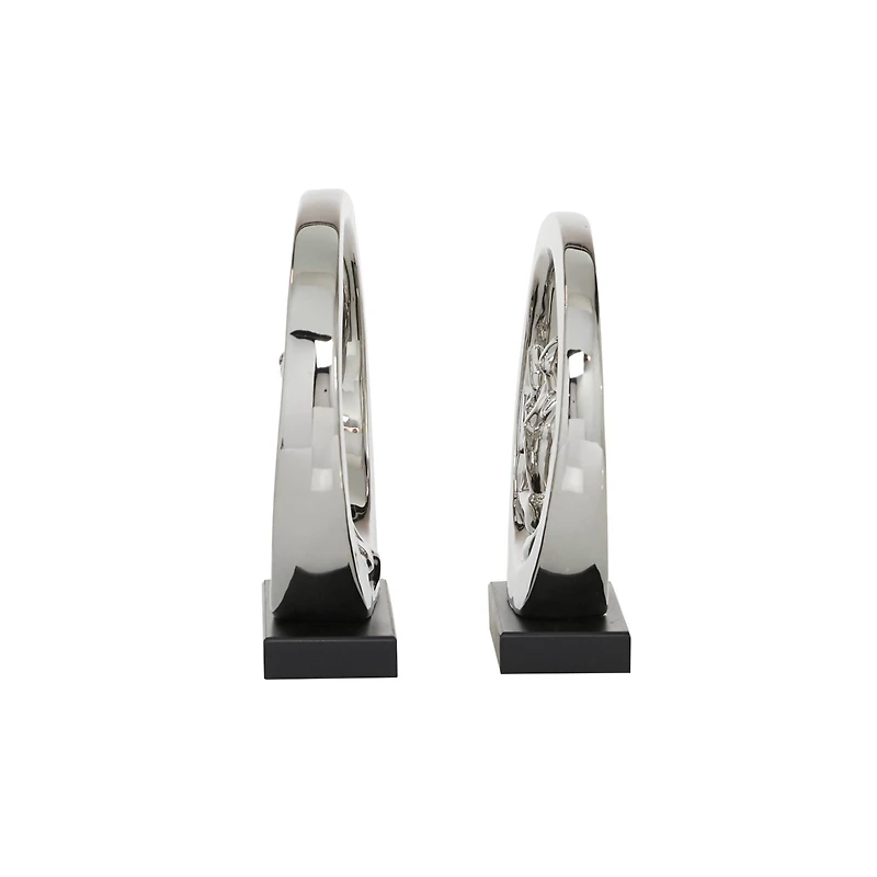 Set of 2 Silver Porcelain Contemporary Yoga Sculpture, 10.5", 11.25"