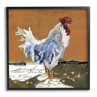 Stupell Industries Country Farm Chicken Collage My Sunshine Sentiment Framed Wall Art
