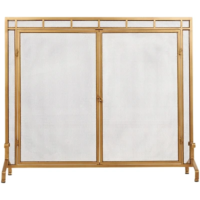 33.5" Gold Metal Geometric Single Panel Fireplace Screen