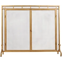 33.5" Gold Metal Geometric Single Panel Fireplace Screen