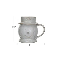 Hello Honey® 12oz. Antique White Stoneware Snowman Shaped Mug with Reactive Glaze