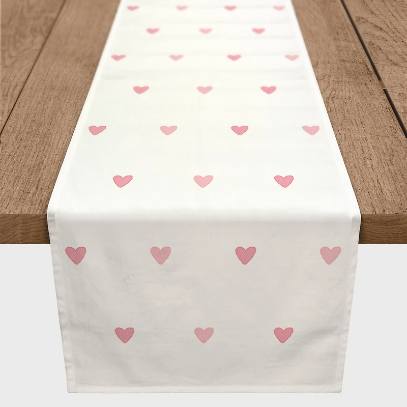 Simple Heart Pattern 16" x 90" Cotton Twill Runner