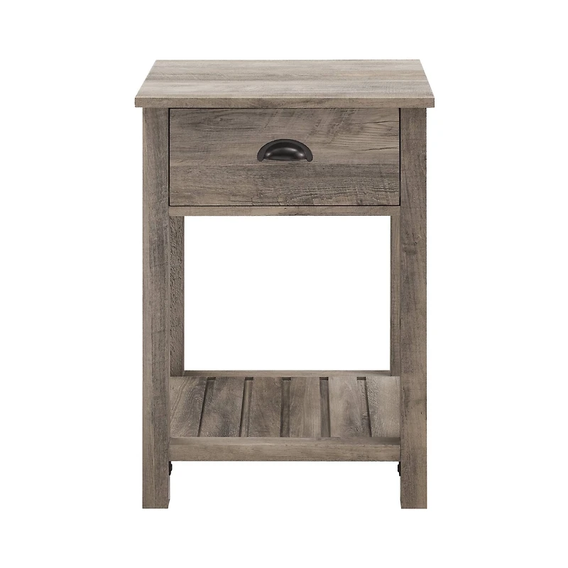 Walker Edison Gray Wash Country Single Drawer Nightstand