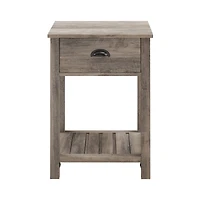 Walker Edison Gray Wash Country Single Drawer Nightstand