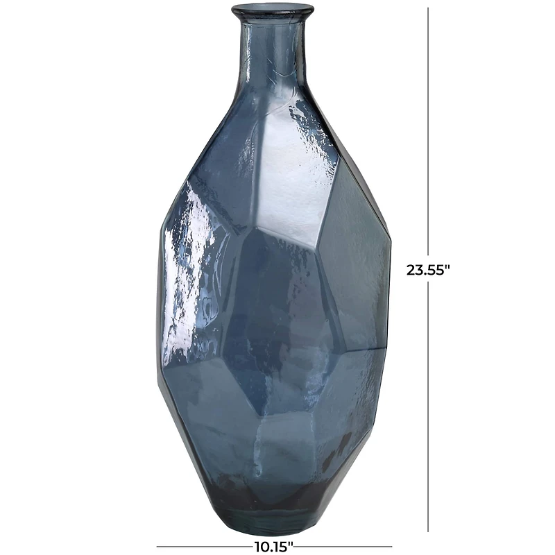 24" Blue Recycled Glass Tall Spanish Bottleneck Vase