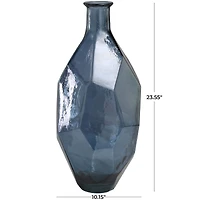 24" Blue Recycled Glass Tall Spanish Bottleneck Vase