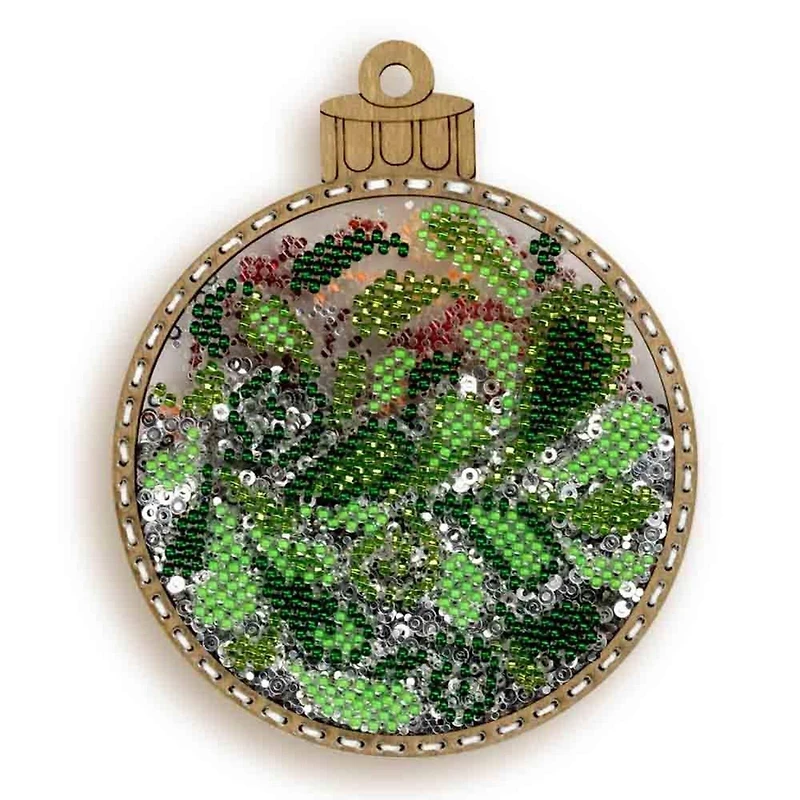 Wonderland Crafts Red & Green Swirl Ball Ornament Bead Embroidery Kit