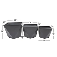 Grey Modern Planter, Set of 3" 18", 16", 15"