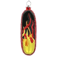 4.75" Red, Yellow & Black Flames Glass Skateboard Ornament by Ashland®