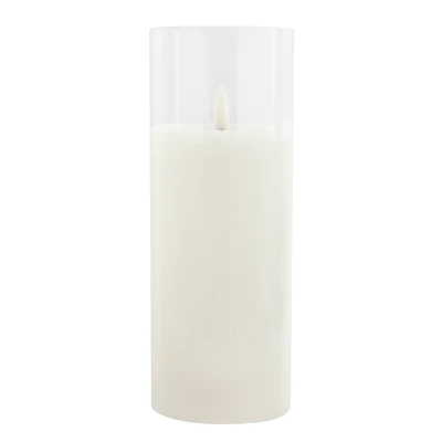 3" x 8" Flickering Flame LED Glass Wax Candle by Ashland
