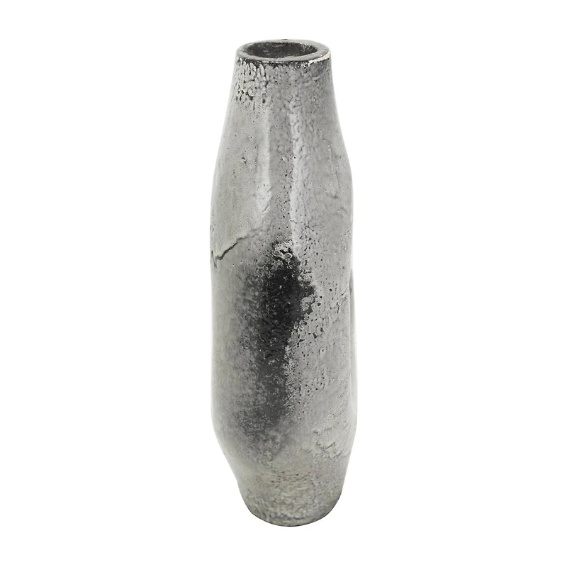 Gray Paper Mache Abstract Circular Vase with Dual Openings