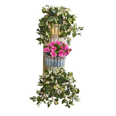 3.25ft. Azalea & Hoya Plants in Wall Décor Planter