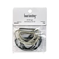 44mm Rhodium & Black D Rings, 8ct. by Bead Landing™