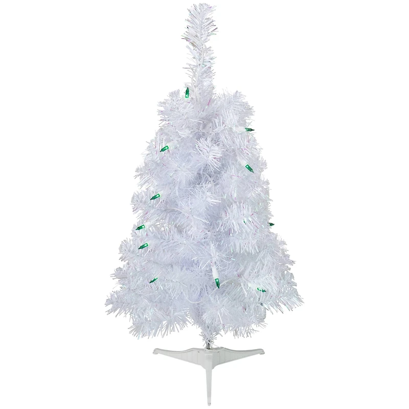2ft. Pre-Lit Slim White Artificial Christmas Tree, Green Lights