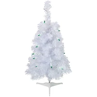 2ft. Pre-Lit Slim White Artificial Christmas Tree, Green Lights