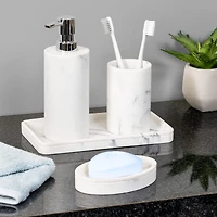 Honey Can Do Off-White Marble Bath Accessory Set