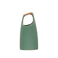 Hello Honey® Bloomingville 13.5" Mint Modern Stoneware Vase with Rattan Wrapped Handle