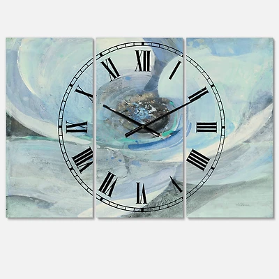 Designart Moonlight Magnolia Farmhouse Watercolor 3 Panel Wall Clock