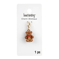 Brown & Gold Teddy Bear Charm by Bead Landing™