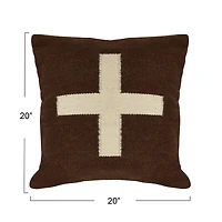 Hello Honey® Brown & Natural Swiss Cross Cotton Wool Throw Pillow