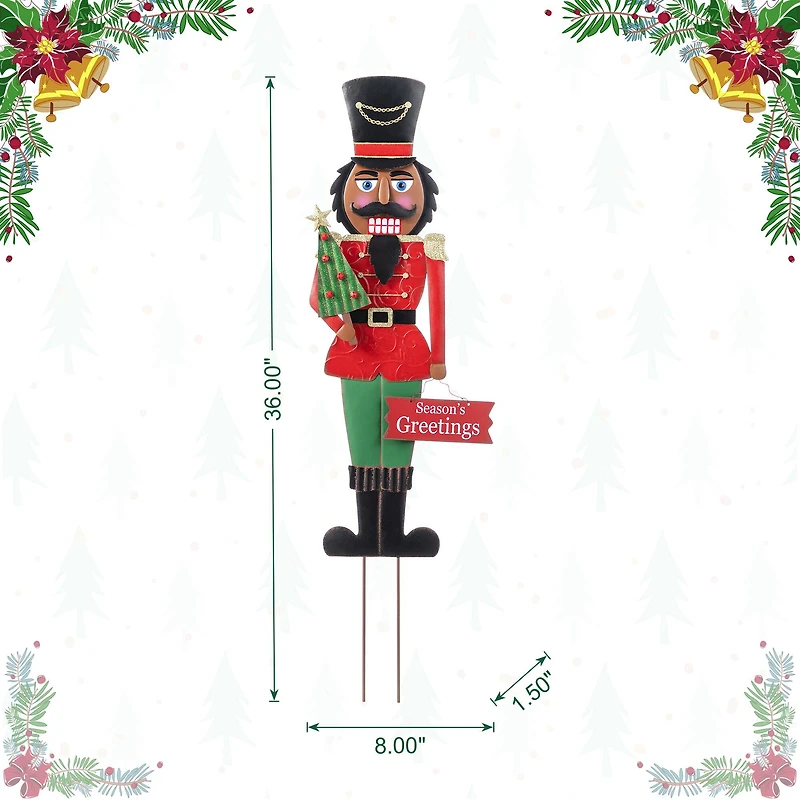 Glitzhome® 36" Christmas Metal African Nutcracker Yard Stake