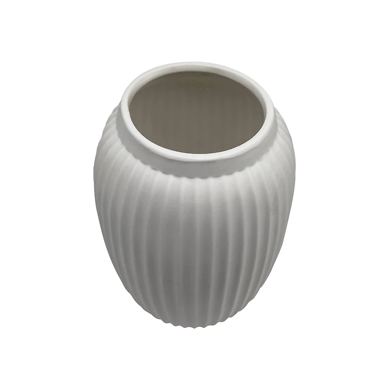 8 Pack: 9" White Geometric Fluted Ceramic Vase by Ashland®