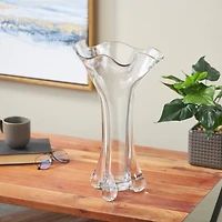 Clear Abstract Fluted Tulip Glass Vase