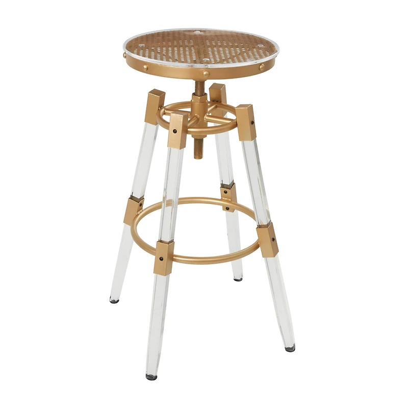 27" Gold Acrylic Bar Stool with Clear Acrylic Accents