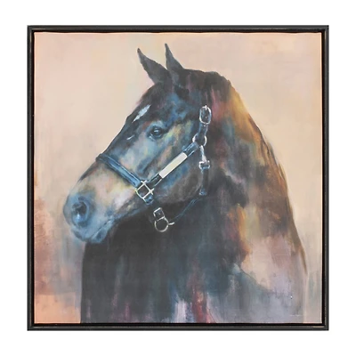 Framed Horse Canvas Art 24" sq