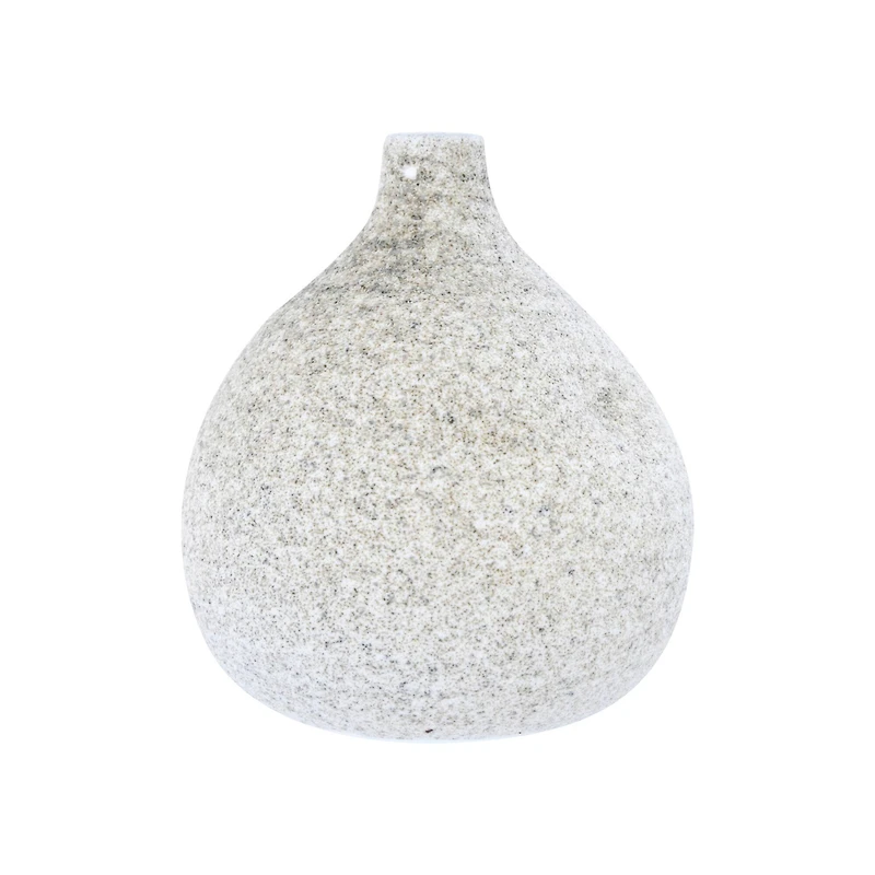 Hello Honey® White 6.7" Small Textured Terracotta Vase with Narrow Top