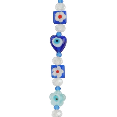 12 Pack: Blue Evil Eye Lampwork Glass Bead Mix by Bead Landing™