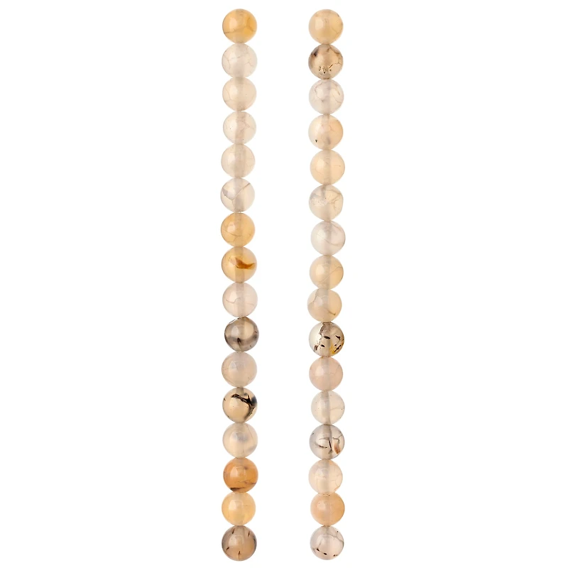 12 Pack: Light Gray Crackle Agate Round Beads, 8mm by Bead Landing™