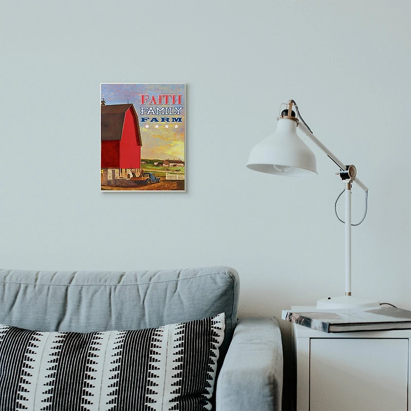 Stupell Industries Faith Family Farm American Farm Rustic Word Design Wall Plaque