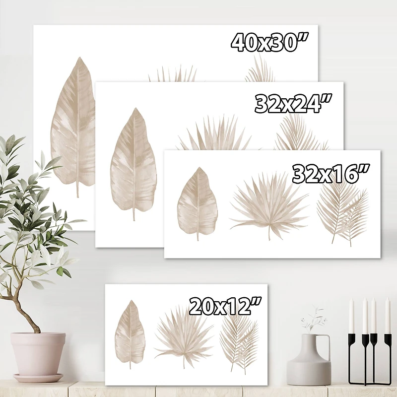 Designart - Tropical Beiges Leaves