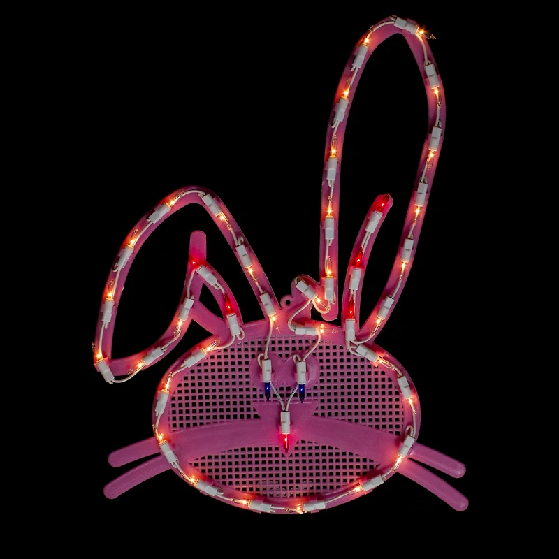 17" Pink Lighted Bunny Head Easter Window Silhouette