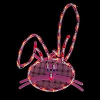 17" Pink Lighted Bunny Head Easter Window Silhouette