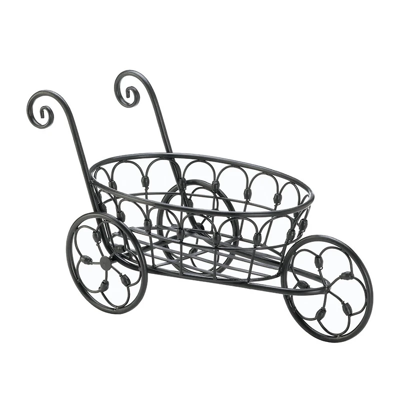 11" Black Iron Flower Cart