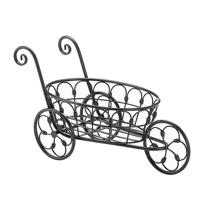 11" Black Iron Flower Cart