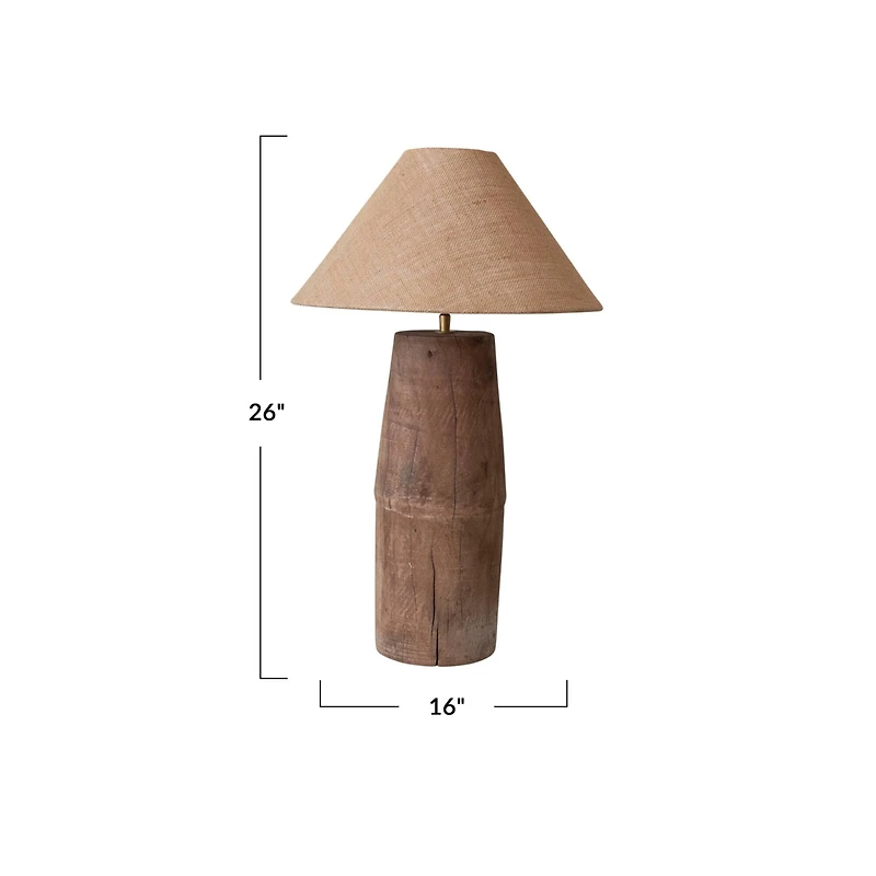 Hello Honey® 26" Natural Reclaimed Wood Swivel Neck Table Lamp with Jute Shade